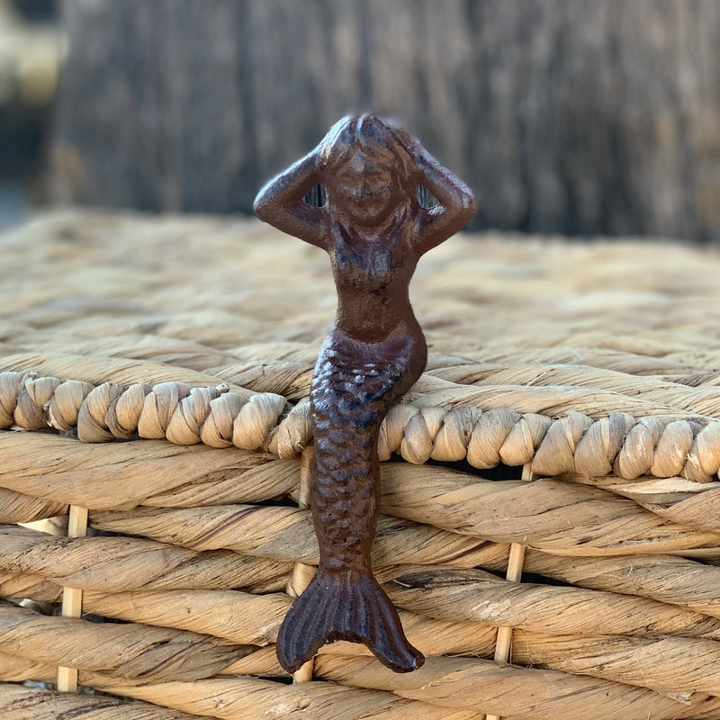 Cast Iron Mermaid Sitting on Ledge